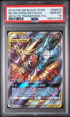 Moltres &amp; Zapdos &amp; Articuno GX SM210 Pokemon Black Star Promo Full Art PSA 10