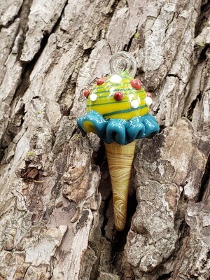 Blue Raspberry Lemon Twist  Ice Cream Cone Pendant