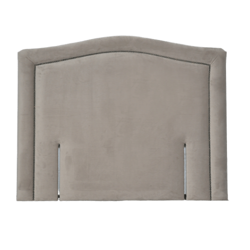 Fabric Upholstered Headboard with Nailhead Trim and Curved Shape Fabric Upholstered Headboard with Nailhead Trim and Curved Shape