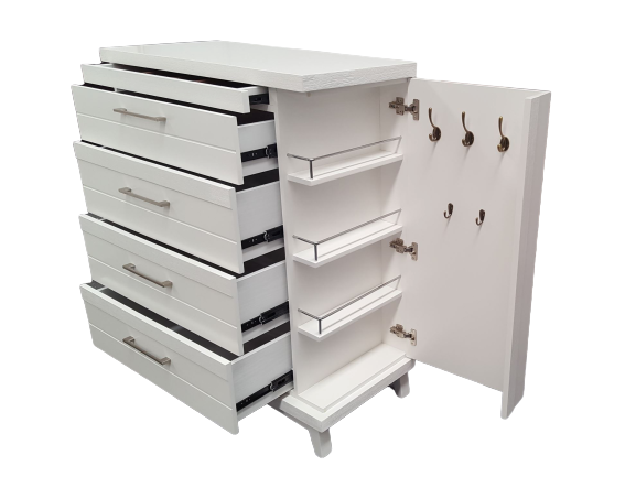 Majestic 5 Drawer White Tallboy Majestic 5 Drawer White Tallboy