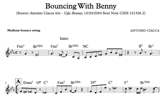 Bouncing With Benny (Lead Sheet)