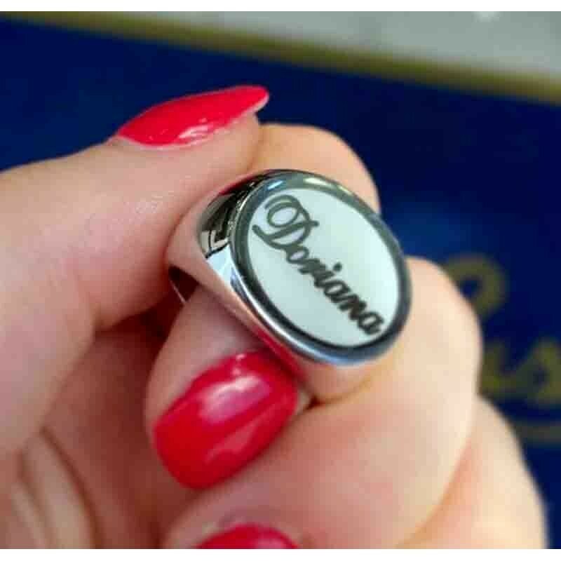 Anello nome smalto Argento 925 Modello scudo Donna New Entry Made In Italy