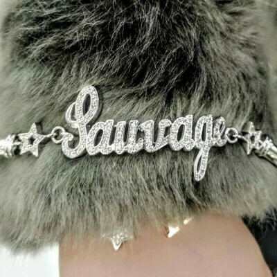 Bracciale argento 925 con nome in zirconi brillanti modello semi rigido, promo donna regalo