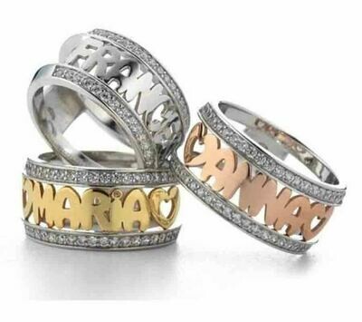 Anello argento 925 con nome in zirconi brillanti modello rigido, promo donna regalo
