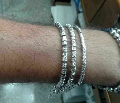 Bracciale argento 925 rodiato pipite Stile dodo anallergico regalo uomo donna