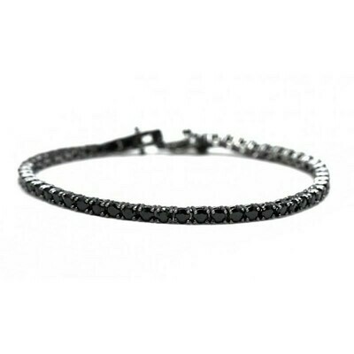 Bracciale tennis argento sterling 925 con zirconi taglio brillante Black uomo donna