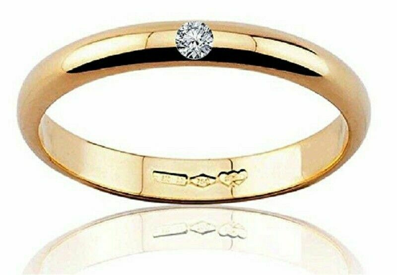 Diana fede fedina matrimonio oro Giallo 18 kt. grammi 4 diamante 0.03 matrimonio