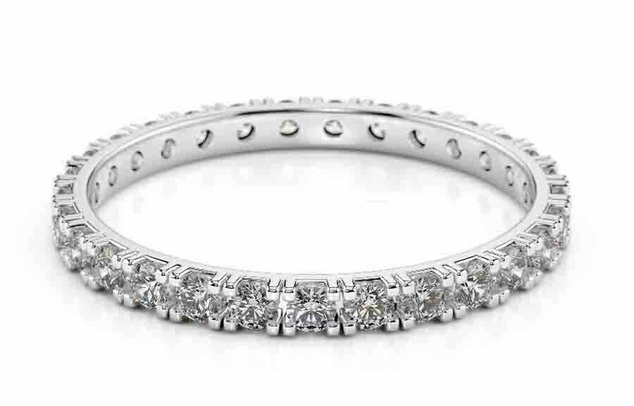 Anello veretta eternity oro 18kt.  bianco e diamanti 0.40 carati. regalo donna