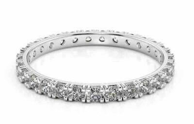 Anello veretta eternity oro 18kt.  bianco e diamanti 0.46 carati. regalo donna