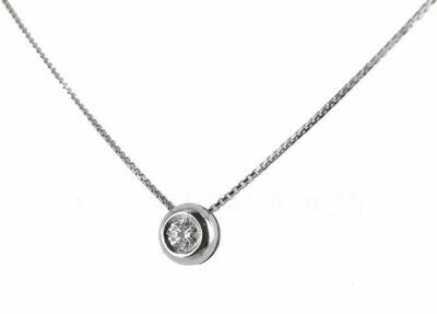 Collana oro bianco 18kt. diamante naturale ct. 0.03 modello solitario punto luce