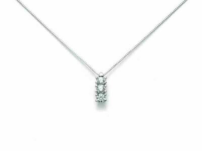 Collana Trilogy oro bianco 18 kt. diamanti naturali Ct. .0.21 regalo donna gioiel