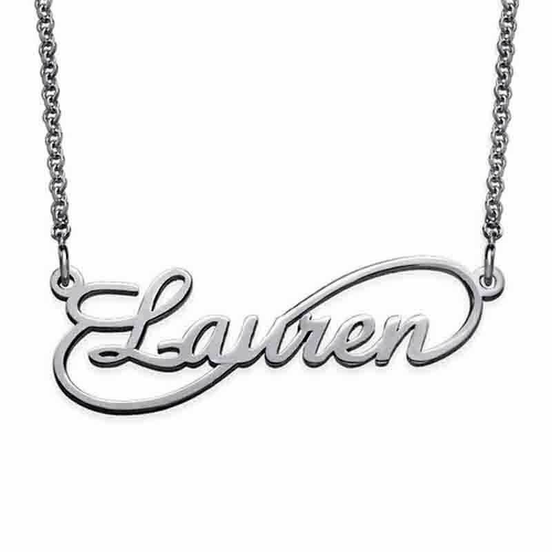 Collana con nome Oro Bianco 18 kt. scritta infinito nome gioielli regalo donna