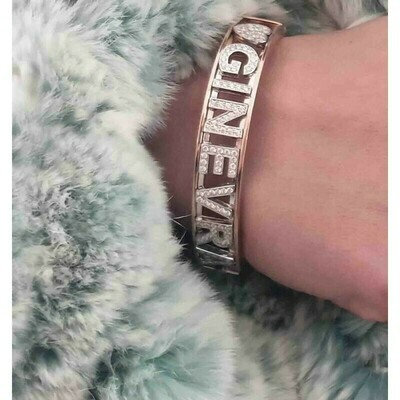 Bracciale argento 925 nome in zirconi brillanti rigido,donna regalo