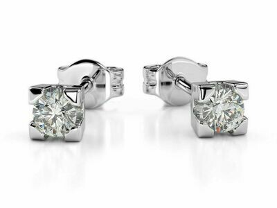 Orecchini oro bianco 18 kt. con diamanti naturali da 0.06 punto luce donna regalo