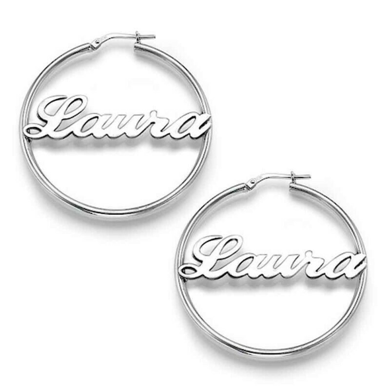 Orecchini cerchio nome Argento 925 regalo donna ragazza
