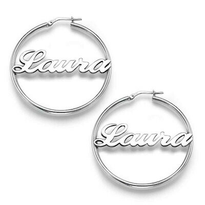 Orecchini cerchio nome Argento 925 regalo donna ragazza