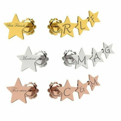 Orecchini argento sterling 925 stelle con nome iniziale donna gioielli regalo