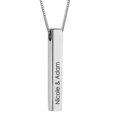 Collana con nome in argento 925 rodiato anallergico barra incisa gioielli donna