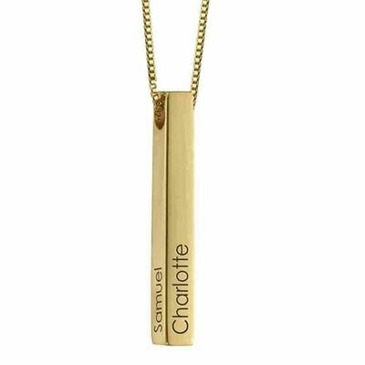 Collana con nome in argento 925 Giallo anallergico barra incisa gioielli donna