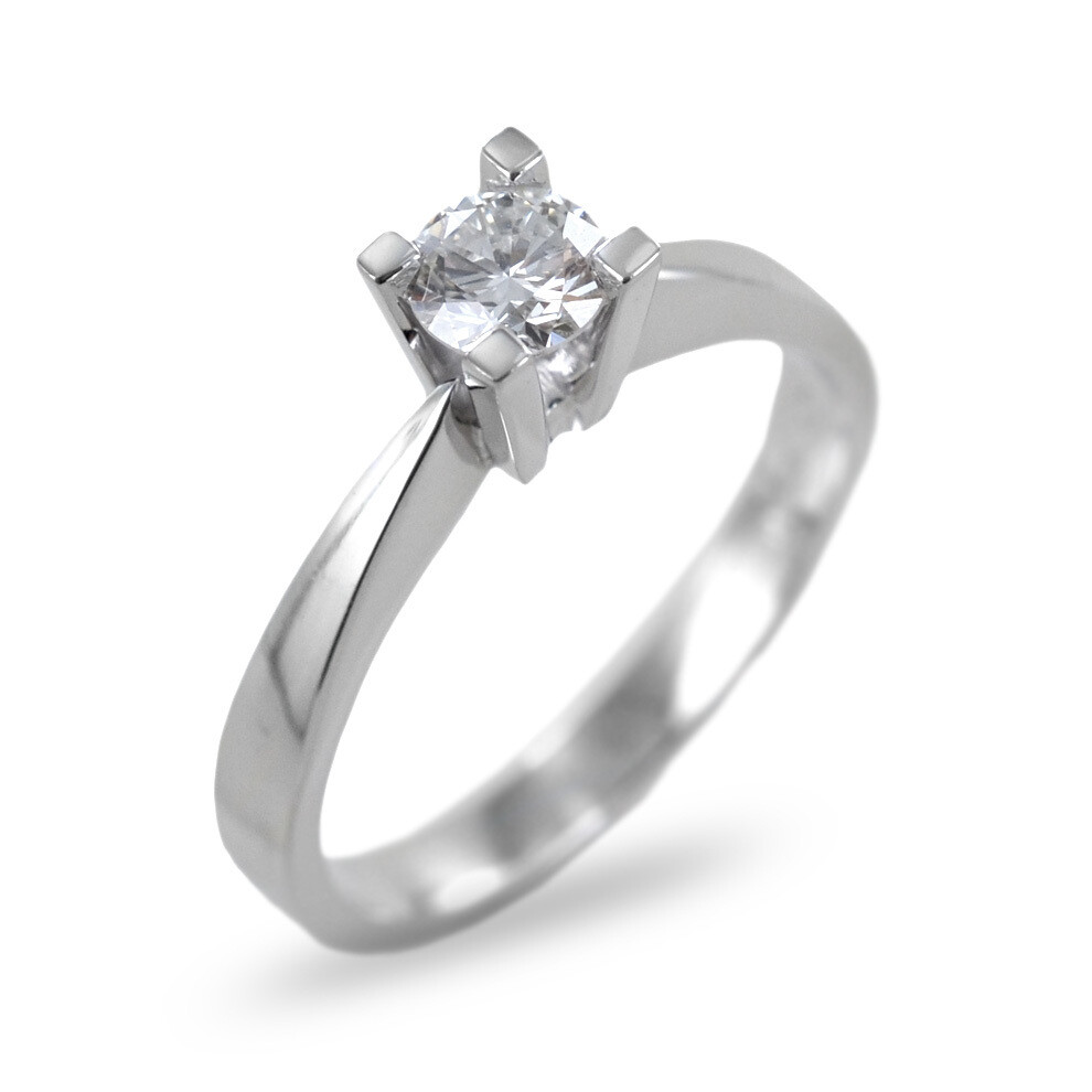 Anello Solitario Oro Bianco 18 kt. diamante Ct.0.22 Regalo Donna