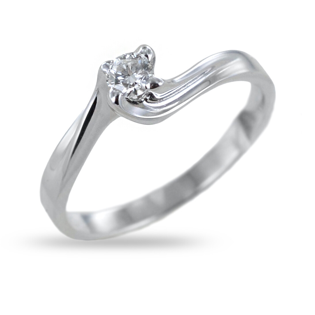 Anello Solitario Valentino Oro Bianco 18 kt. diamante Ct.0.20 Regalo Donna