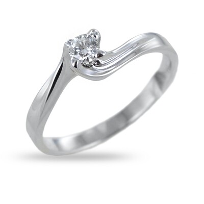 Anello Solitario Valentino Oro Bianco 18 kt. diamante Ct.0.20 Regalo Donna