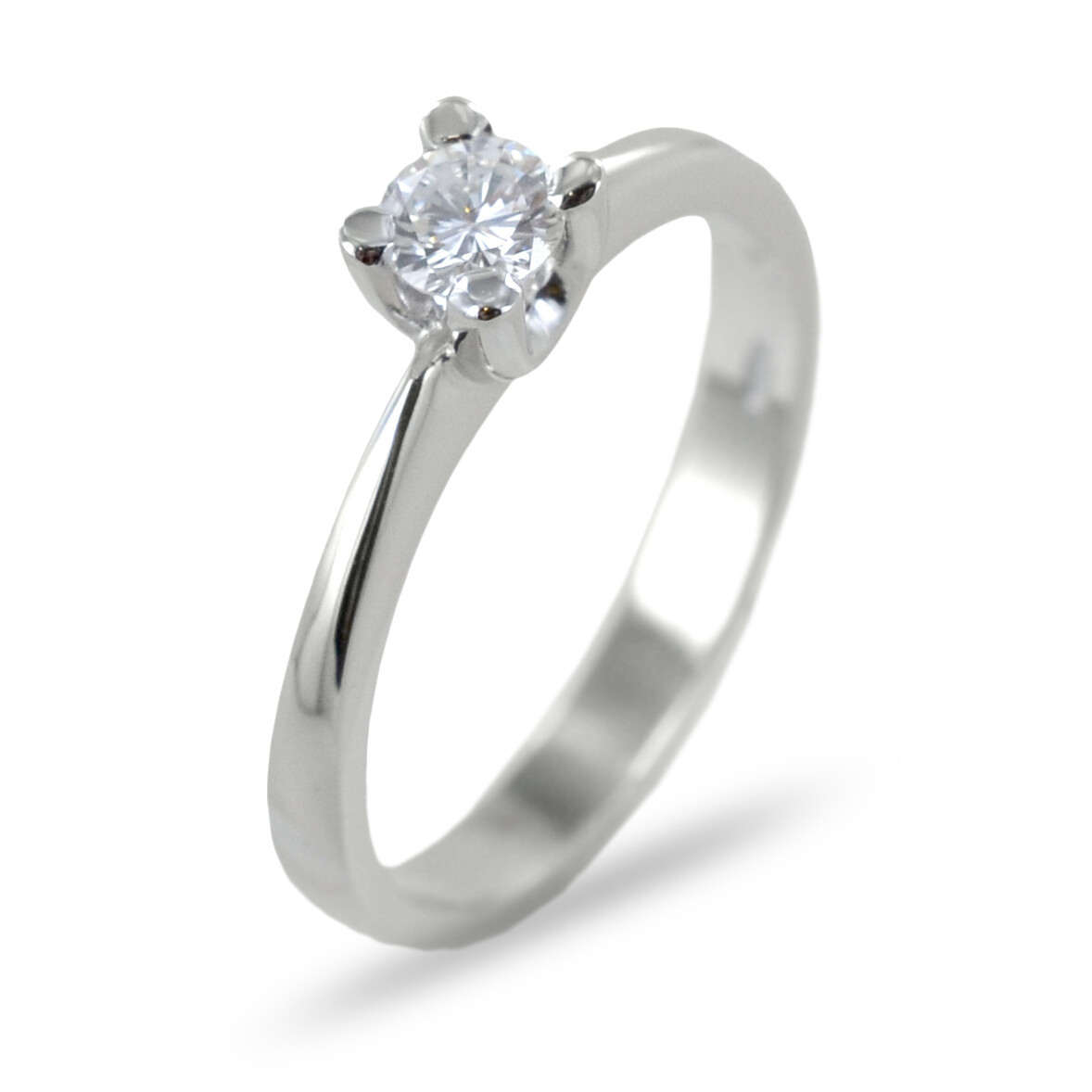 Anello Solitario Oro Bianco 18 kt. diamante Ct.0.28 Regalo Donna