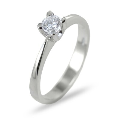 Anello Solitario Oro Bianco 18 kt. diamante Ct.0.16 Regalo Donna