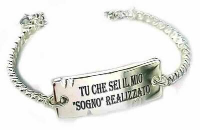 Bracciale Argento 925 manetta intreccio incisione famiglia personalizzato regalo