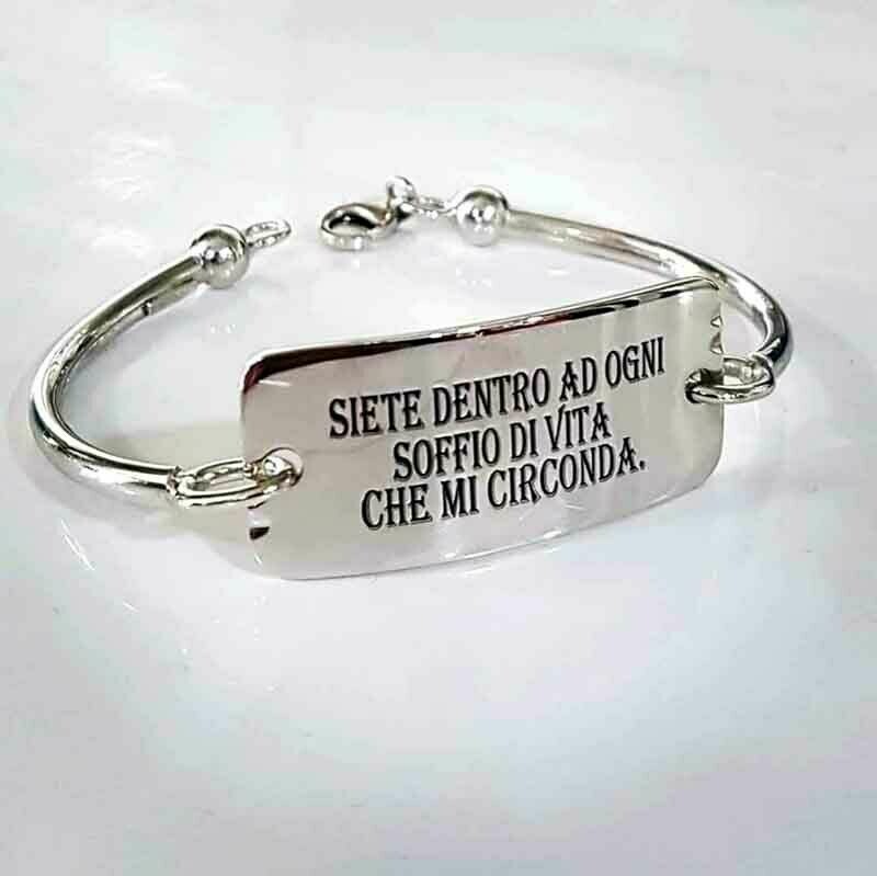 Bracciale Argento 925 manetta incisione famiglia personalizzato uomo donna rodio