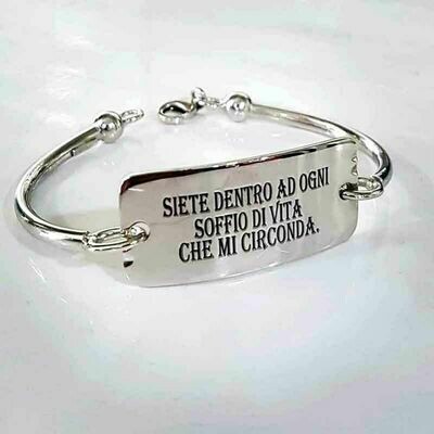 Bracciale Argento 925 manetta incisione famiglia personalizzato uomo donna rodio