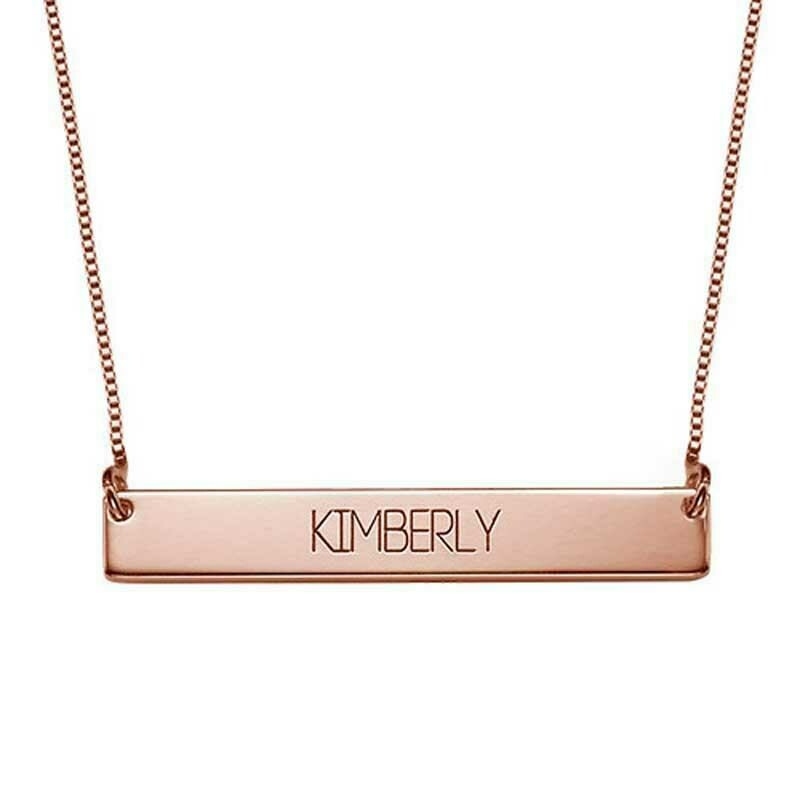 Collana con nome oro Rosa 18kt. scritta barra nome regalo donna ragazza gioielli