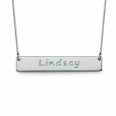Collana con nome oro Bianco 18kt. scritta barra nome regalo donna ragazza gioielli