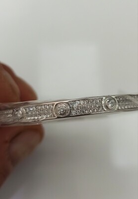 Bracciale  Rigido Argento 925 pavè zirconi con vite regalo Donna