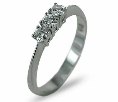 Anello Trilogy oro bianco 18 kt. con diamanti naturali 0.36 regalo donna ragazza