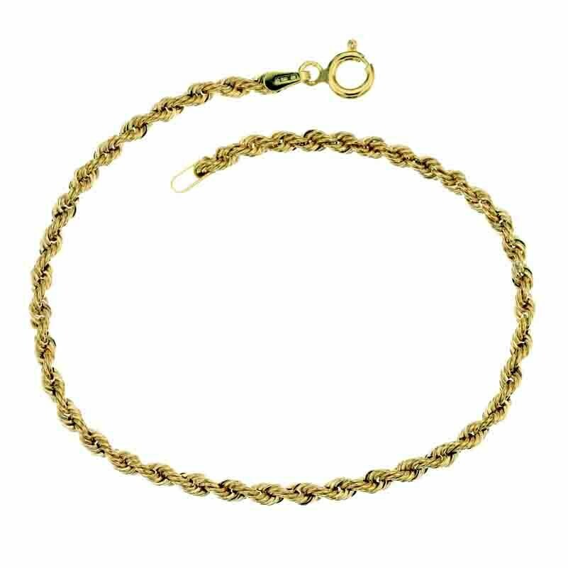 Bracciale maglia fune corda Oro 18kt. gioielli donna uomo, Colore Oro: Oro Giallo