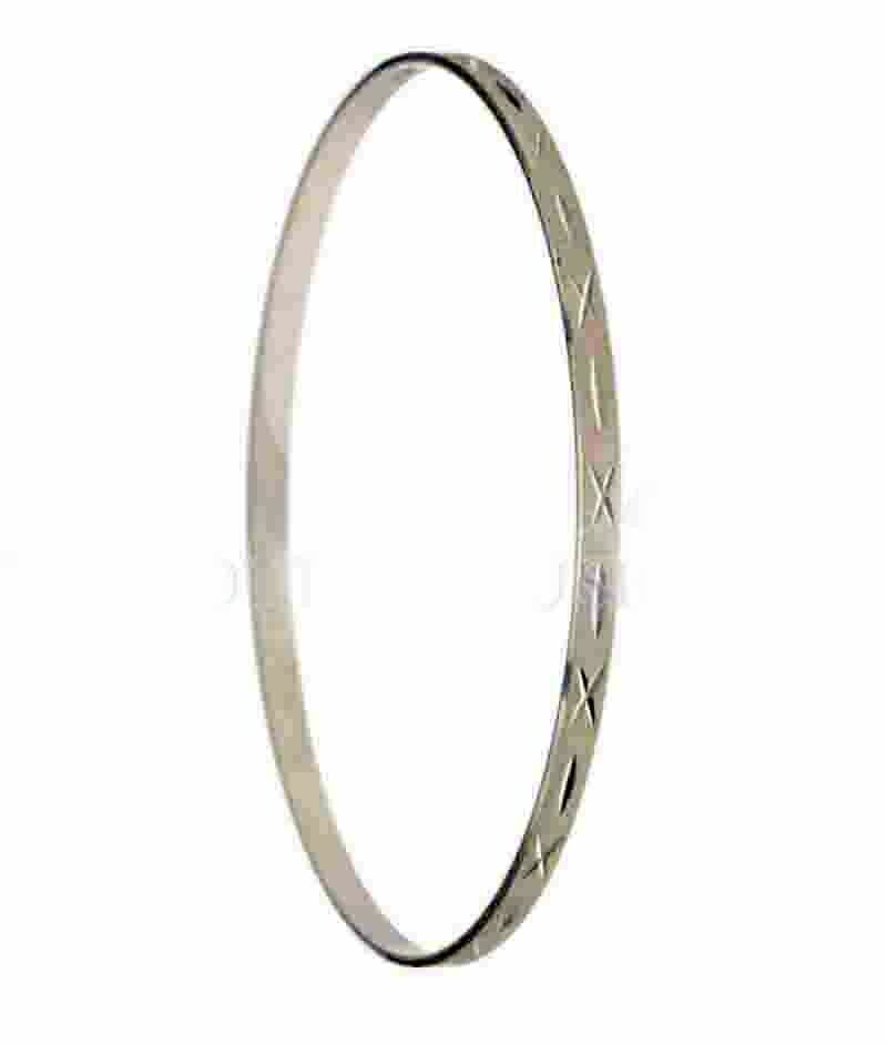 Bracciale rigido senza chiusura oro 18 kt. regalo donna ragazza gioielli, Colore: Oro Bianco