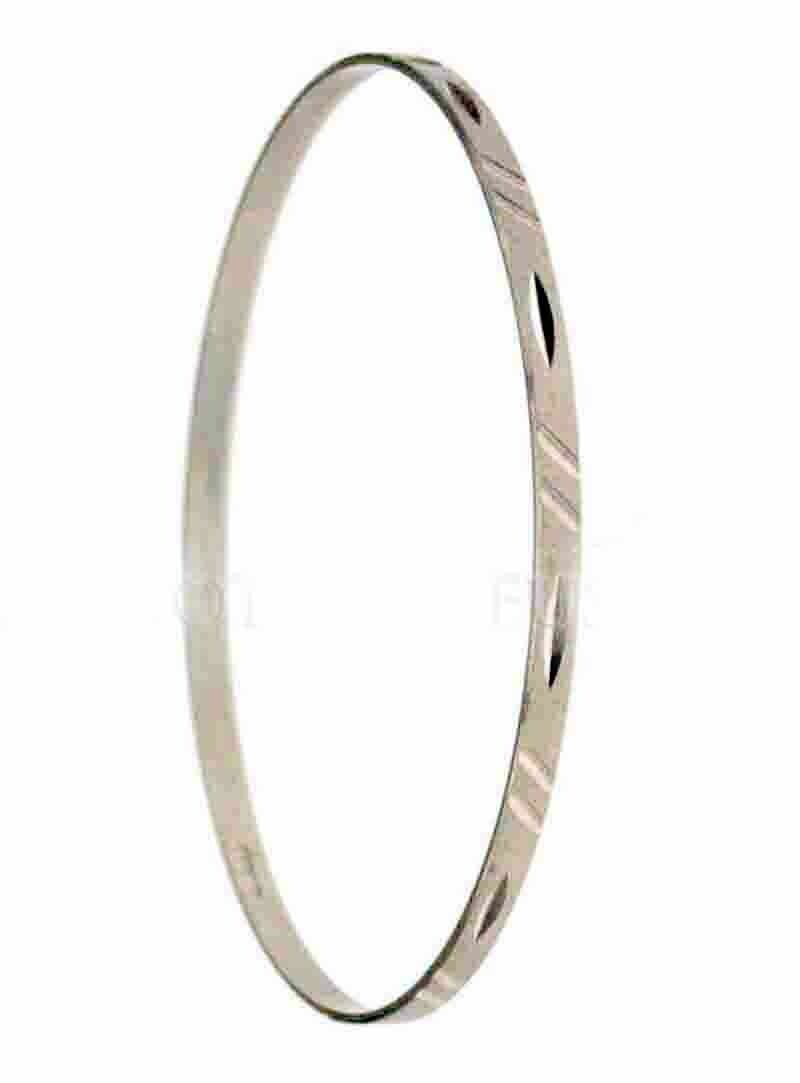 Bracciale rigido senza chiusura oro 18 kt. regalo donna ragazza gioielli, Colore: Oro Bianco