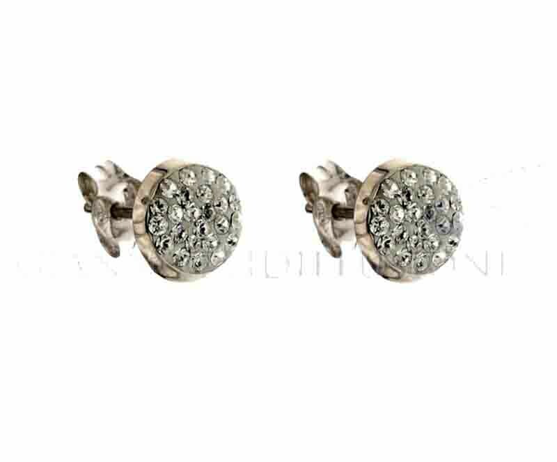 Orecchini Oro 18 kt. zirconi Brillanti Promo Regalo Donna Ragazza, Colore: Oro Bianco