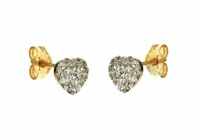 Orecchini Oro 18 kt. zirconi Brillanti Cuore Regalo Donna Ragazza