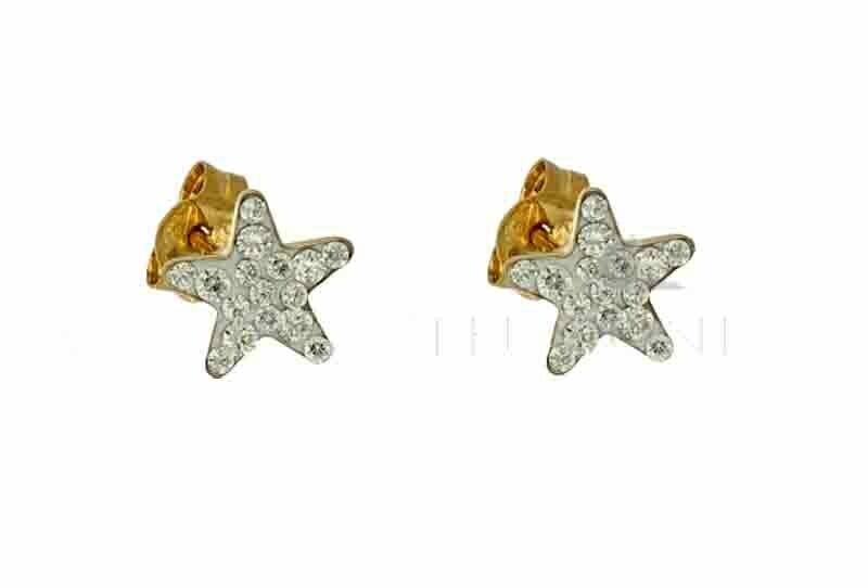 Orecchini Oro 18 kt. zirconi Brillanti Stella Regalo Donna Ragazza