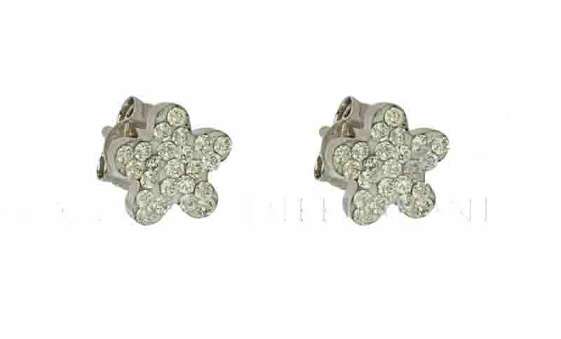 Orecchini Oro 18 kt. zirconi Brillanti Stella Regalo Donna Ragazza, Colore: Oro Bianco