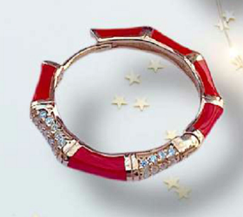 Orecchino Cerchio Smalto argento 925 Zirsoni anallergico gioielli regalo donna, Colore: Rosso