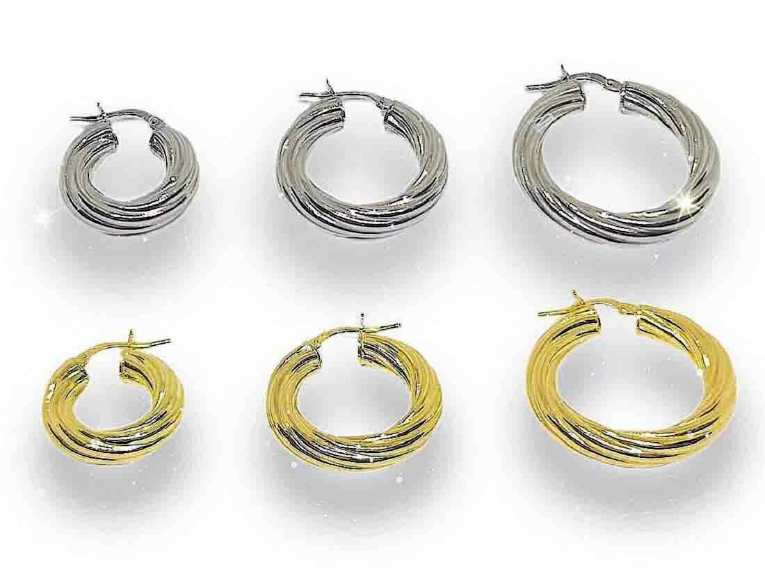 Orecchini Cerchi Argento 925 Treccia Anallergico regalo donna