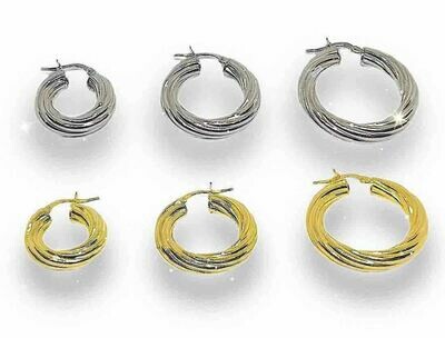 Orecchini Cerchi Argento 925 Treccia Anallergico regalo donna