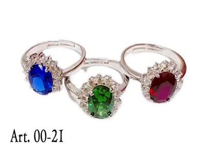 Anello Argento 925 rodiato modello principessa Zirconi colori donna regalo