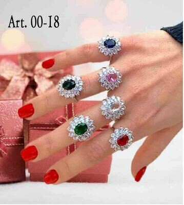 Anello Argento 925 rodiato modello principessa Zirconi colori donna regalo