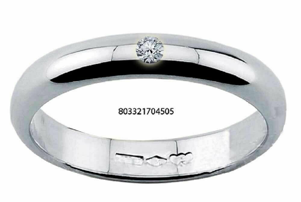 Diana Fede Oro Bianco 18 kt. 750/°° Diamante Naturale Ct. 0.3/ 0.05