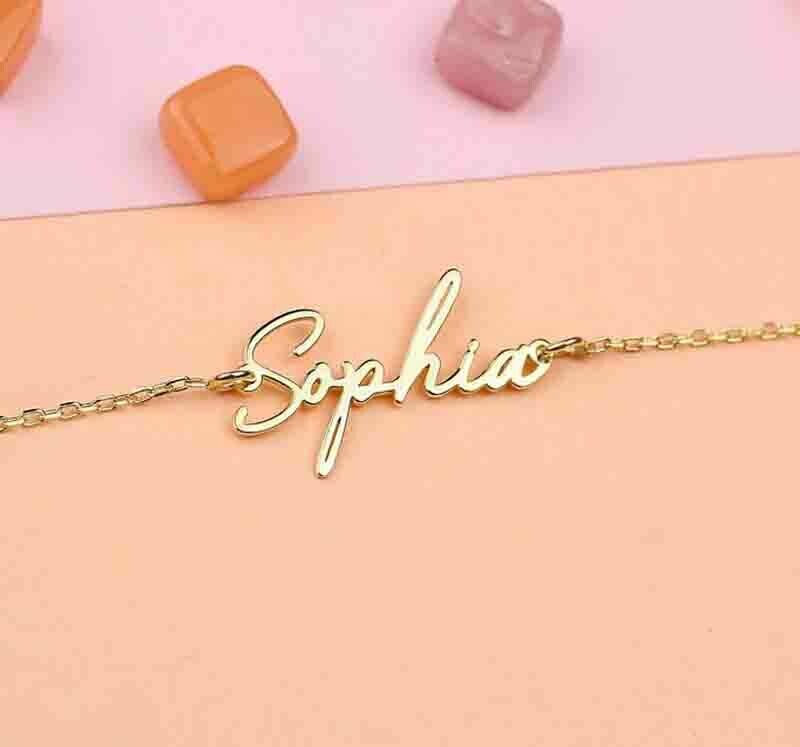 Bracciale con Nome Oro 18 kt, scritta donna bambina ragazza