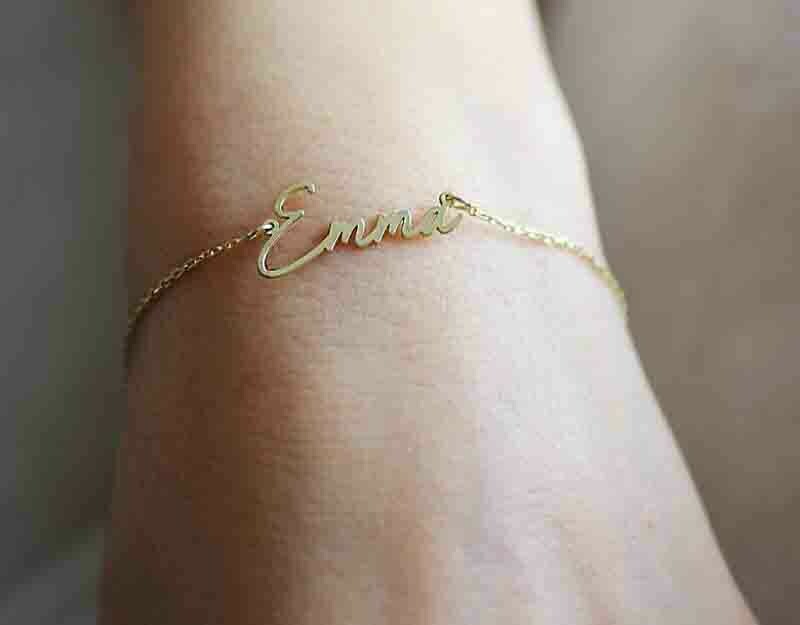 Bracciale con Nome Oro 18 kt, scritta donna bambina ragazza, Colore: Oro Giallo 18 Kt.